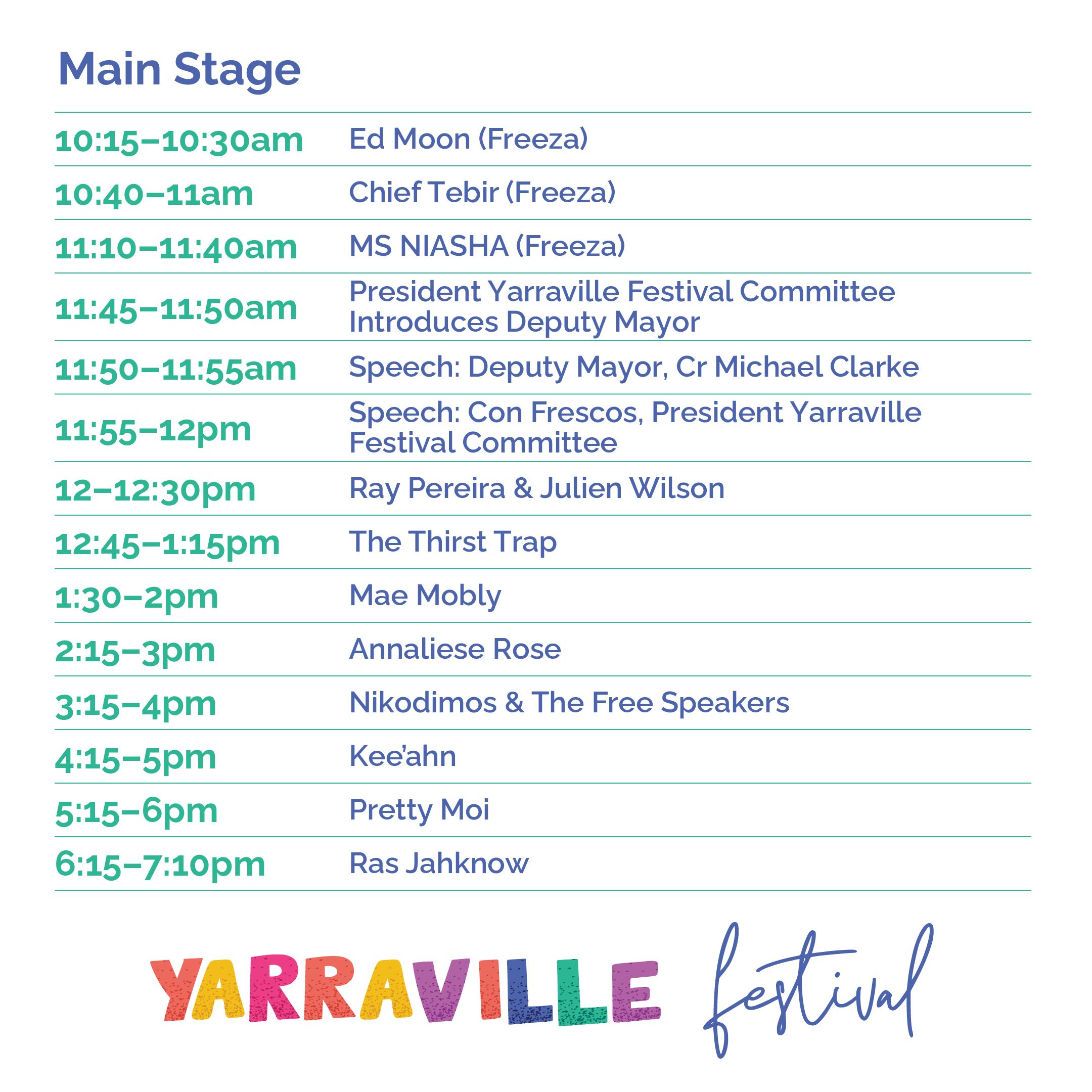 Main Stage Schedule